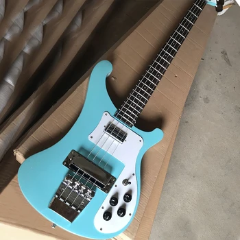 4-Струнная светло-голубая электрическая бас-гитара с настраиваемым грифом из розового дерева