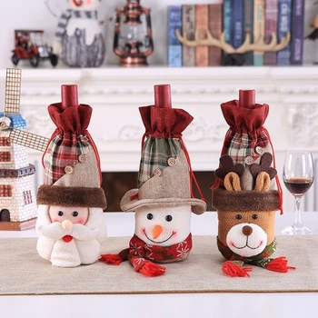 Рождественская крышка для бутылки вина, Веселые Рождественские украшения для дома, Рождественская вечеринка, украшения для обеденного стола, подарки Navidad